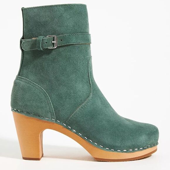 Swedish Hasbeens High-Heeled Jodhpur Boots green suede size 39EU - Picture 11 of 11